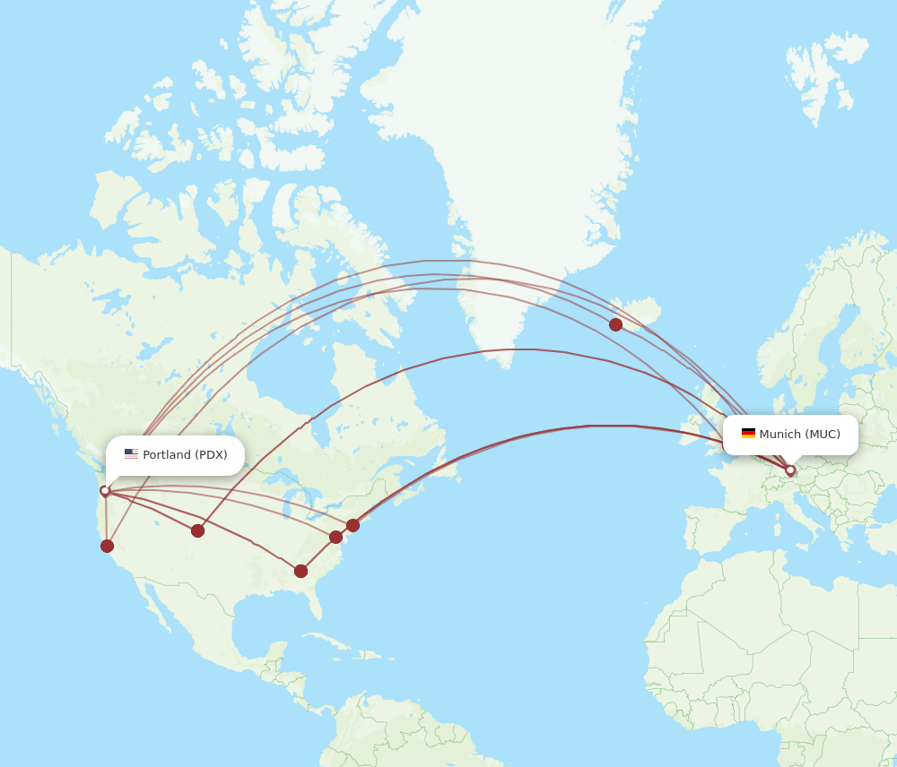 PDX-MUC flight routes