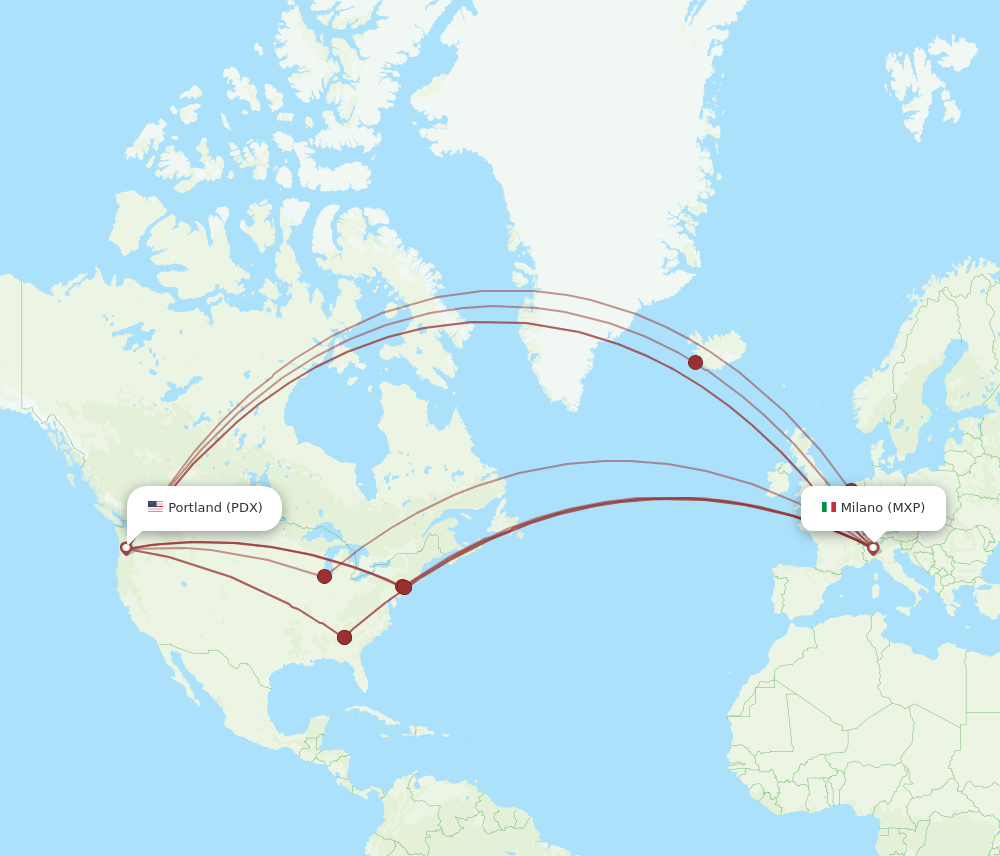 PDX-MXP flight routes