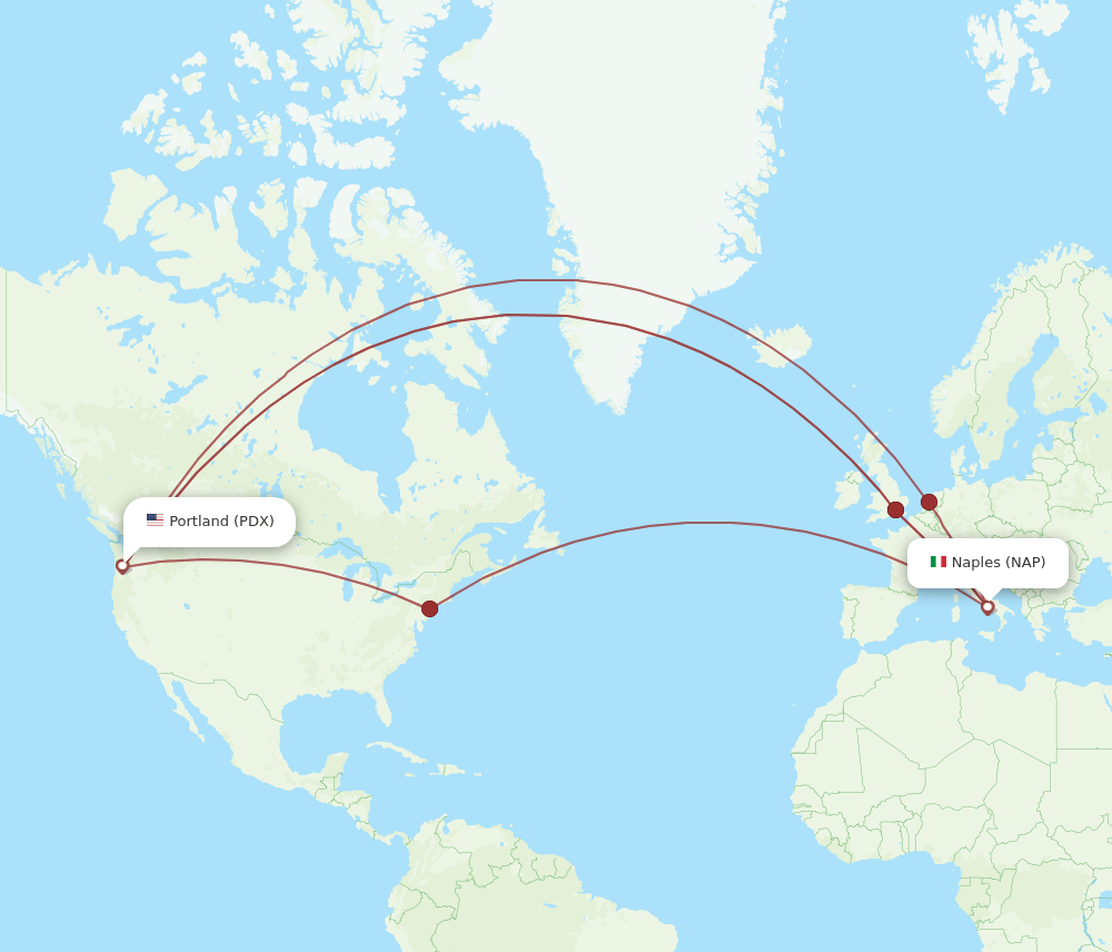PDX-NAP flight routes
