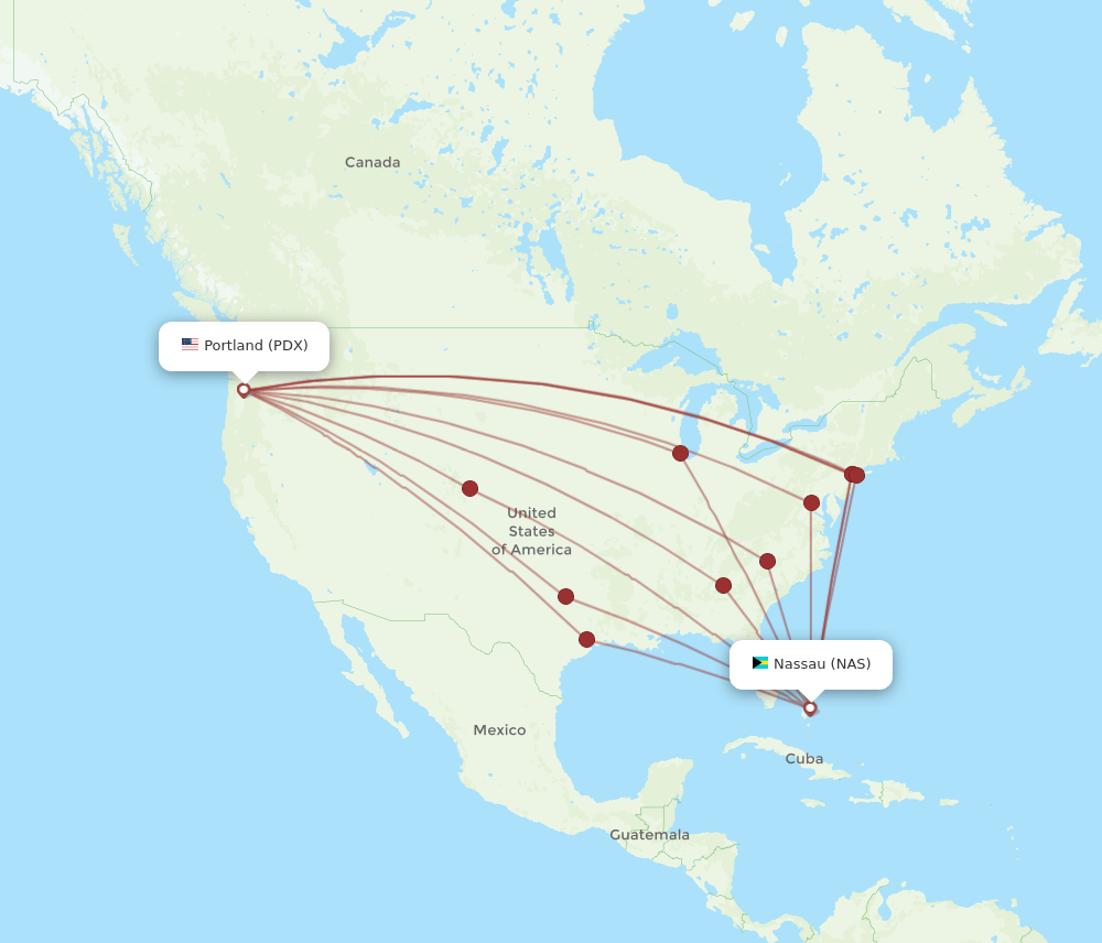 PDX-NAS flight routes
