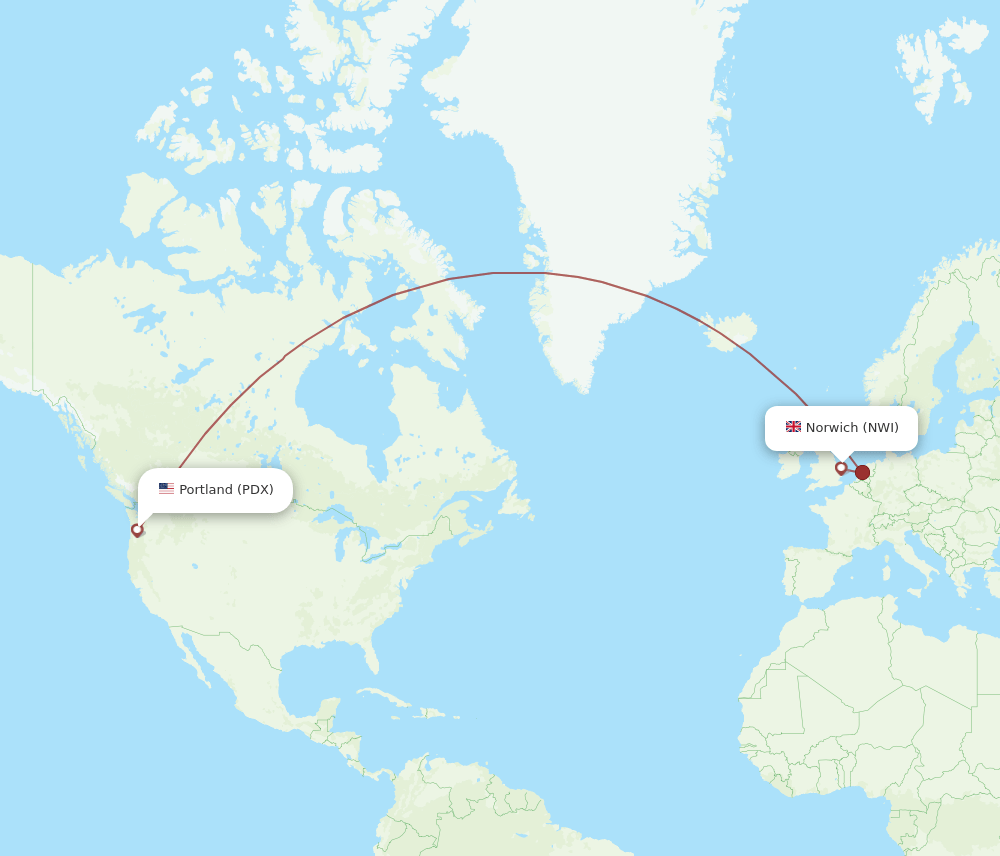 PDX-NWI flight routes