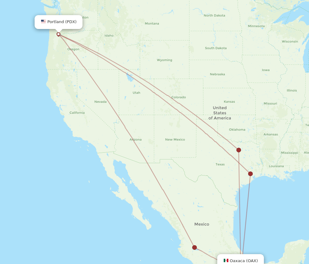 PDX-OAX flight routes