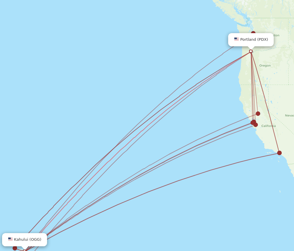 PDX-OGG flight routes