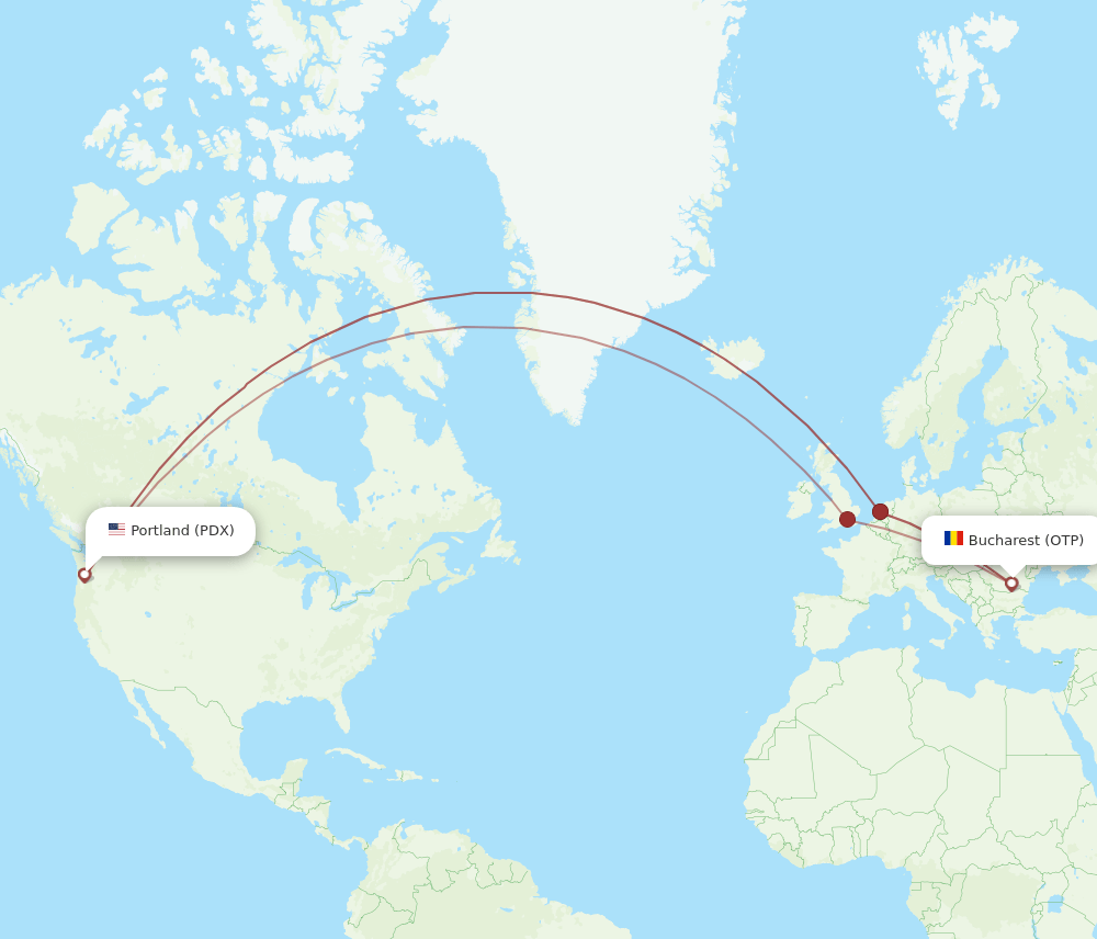 PDX-OTP flight routes