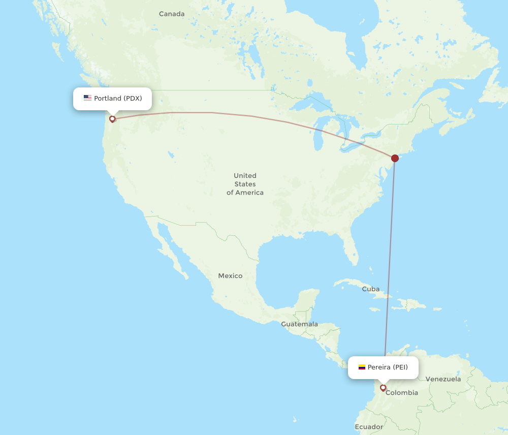 PDX-PEI flight routes