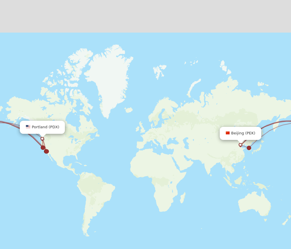 PDX-PEK flight routes