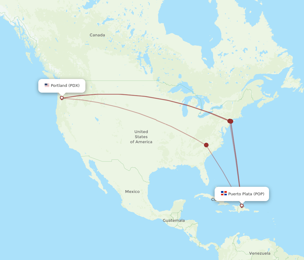 PDX-POP flight routes