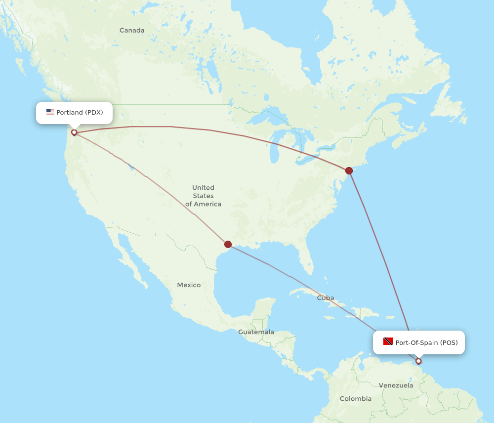 PDX-POS flight routes
