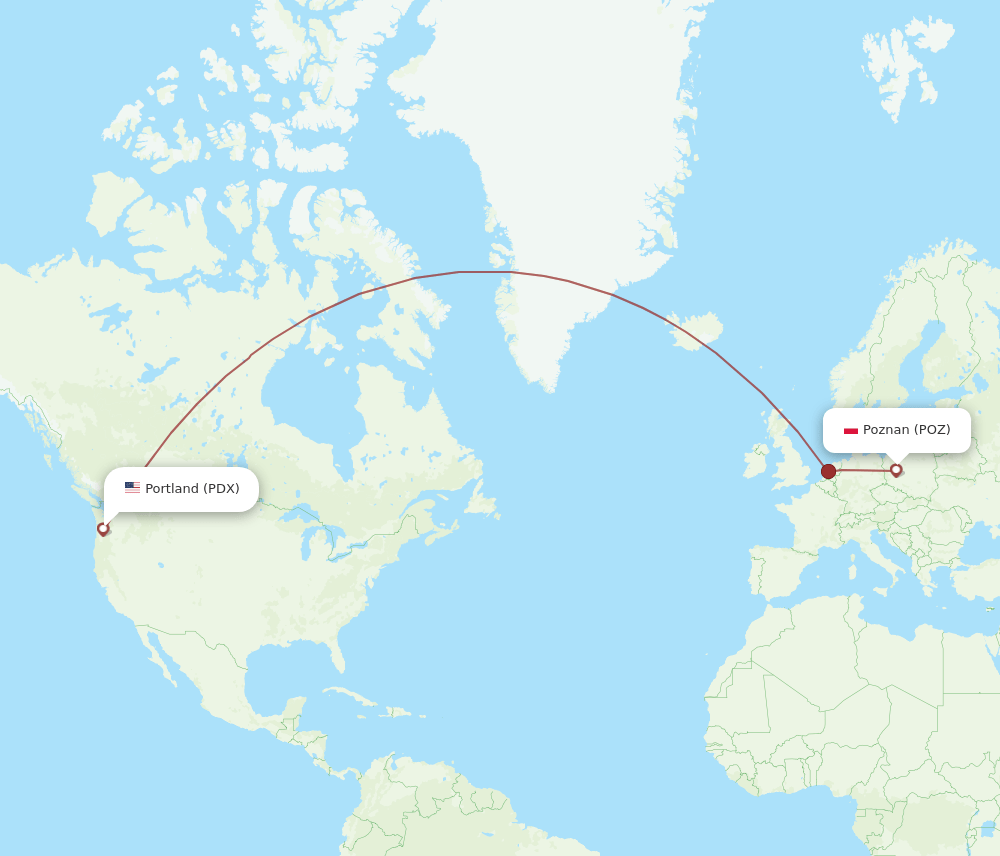 PDX-POZ flight routes