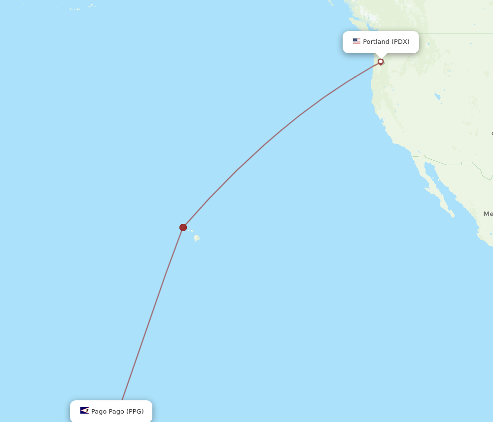 Pago Pago - Portland route map and flight paths