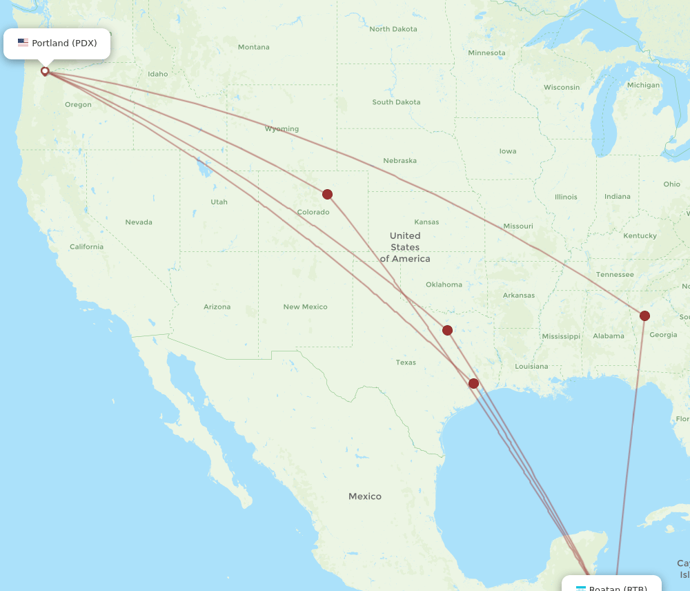 PDX-RTB flight routes