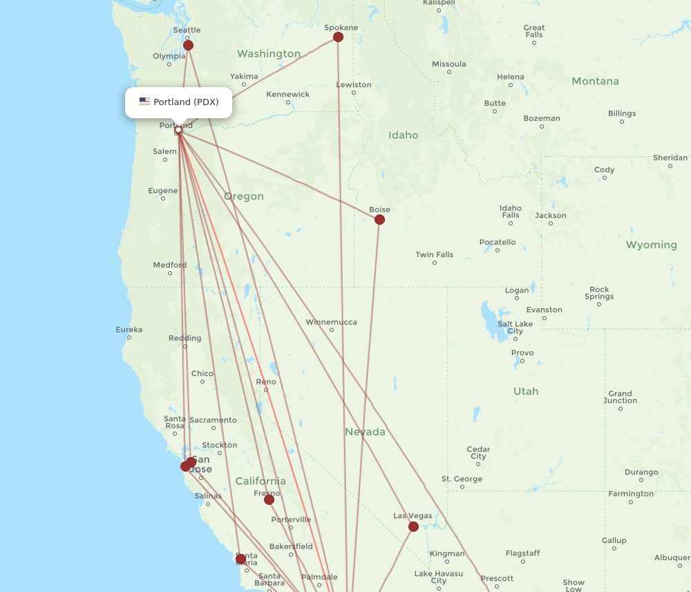 PDX-SAN flight routes