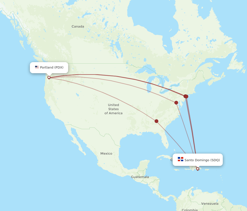 PDX-SDQ flight routes