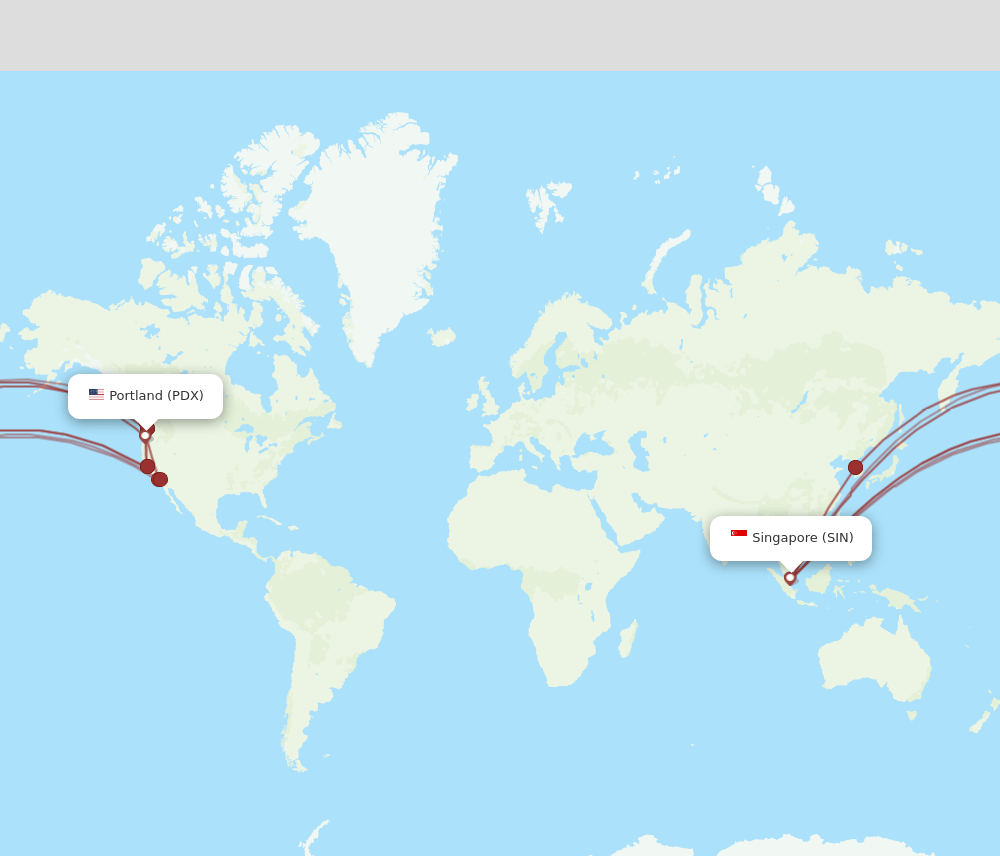PDX-SIN flight routes