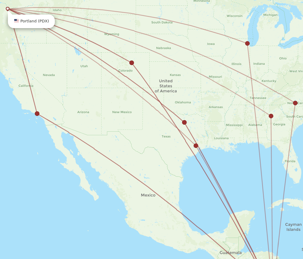 PDX-SJO flight routes