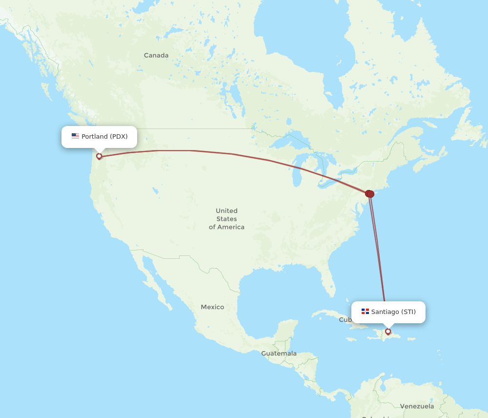 PDX-STI flight routes