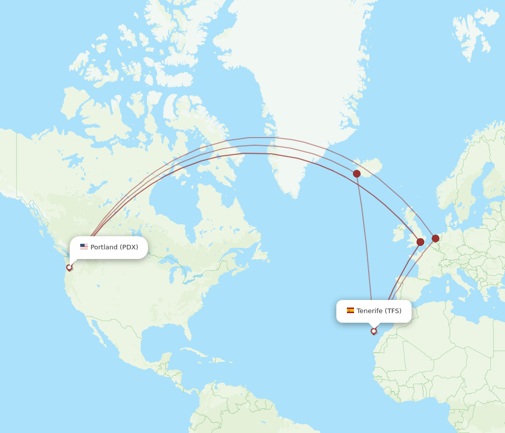 PDX-TFS flight routes