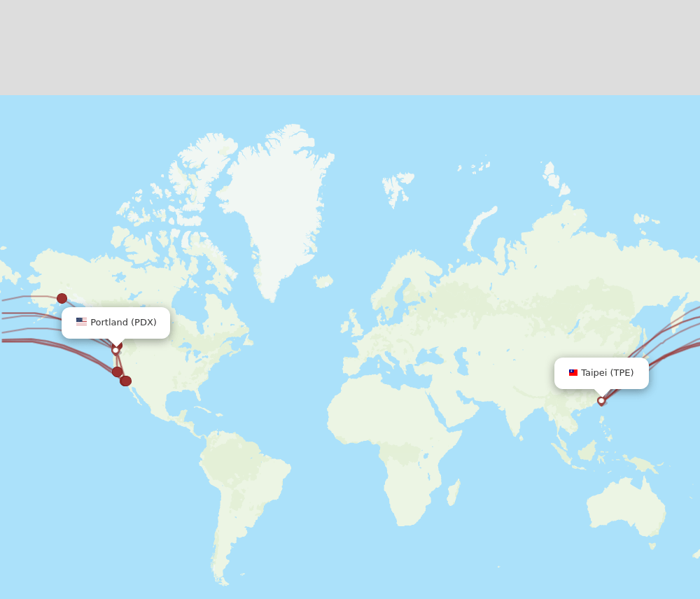 PDX-TPE flight routes