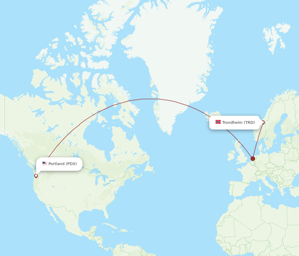PDX-TRD flight routes