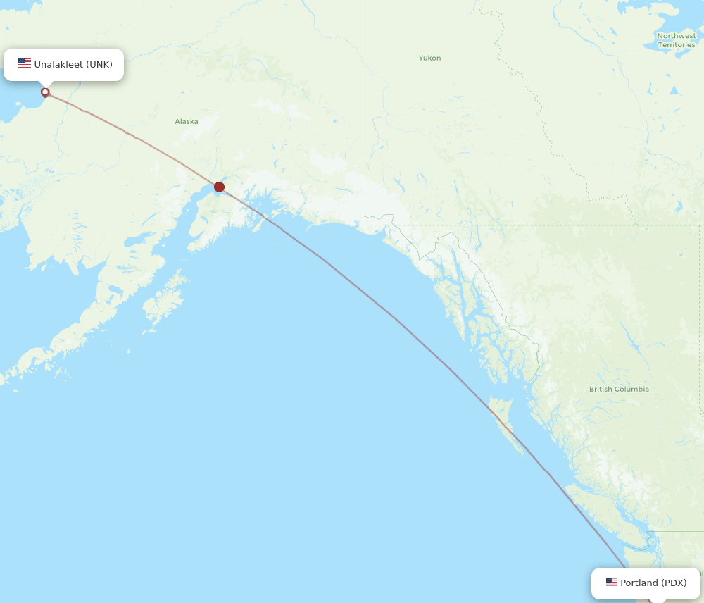 Portland - Unalakleet route map and flight paths