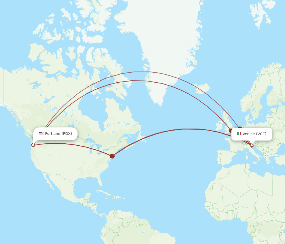 PDX-VCE flight routes
