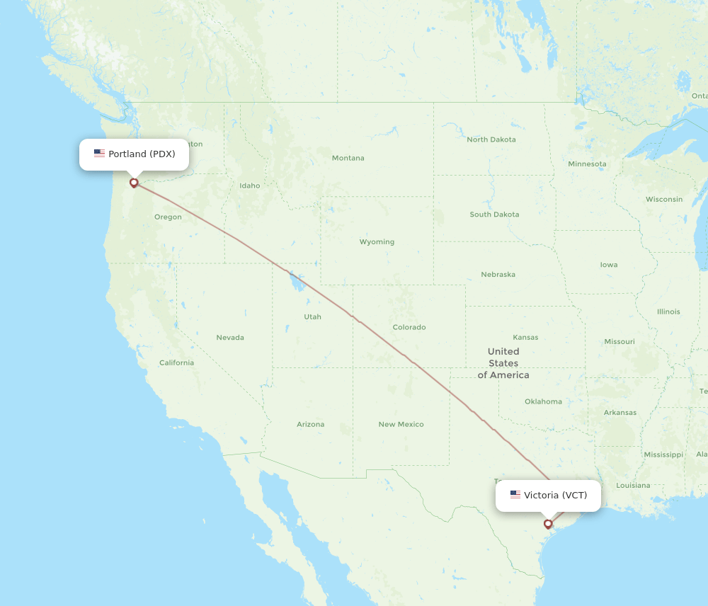 PDX-VCT flight routes