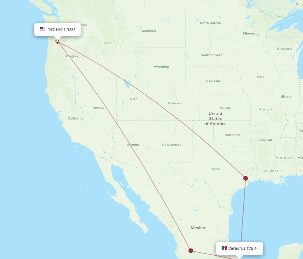 PDX-VER flight routes