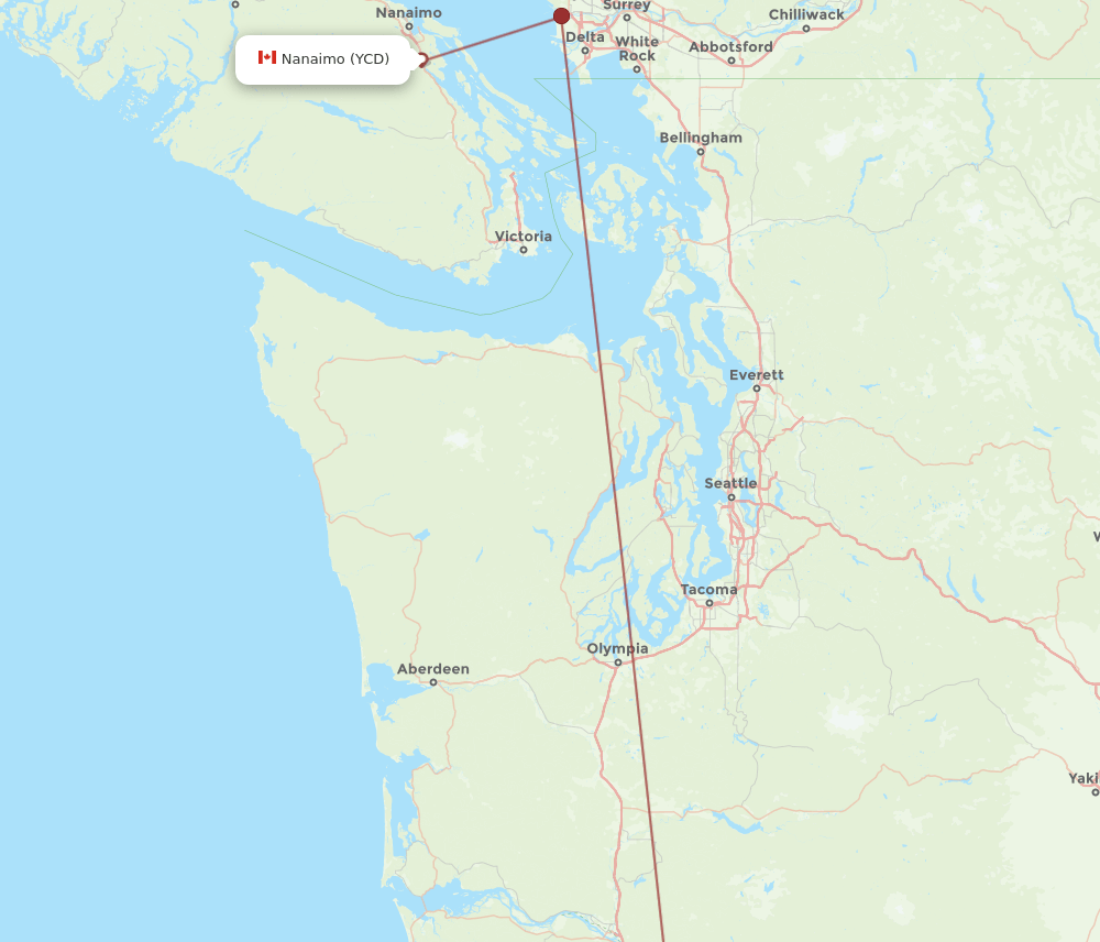 PDX-YCD flight routes