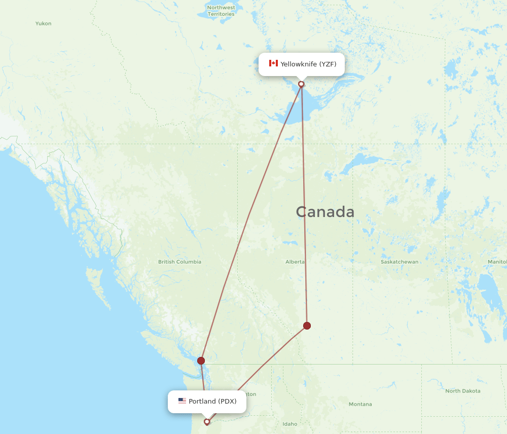 PDX-YZF flight routes