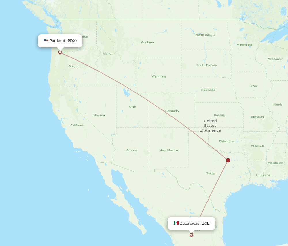 PDX-ZCL flight routes