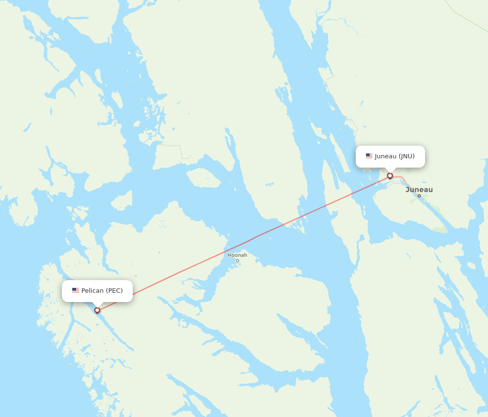 Pelican - Juneau route map and flight paths