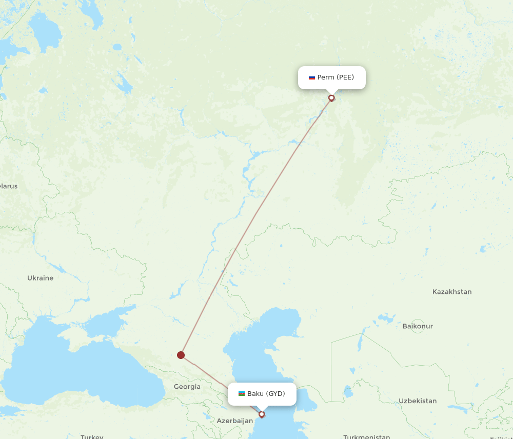 PEE to GYD flights and routes map