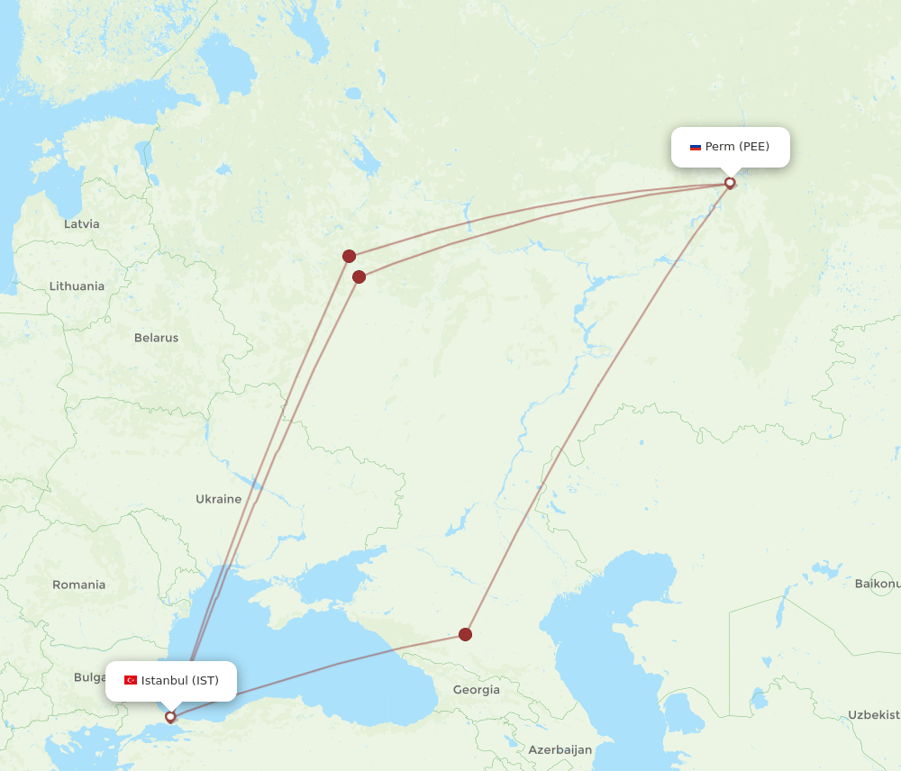 PEE-IST flight routes