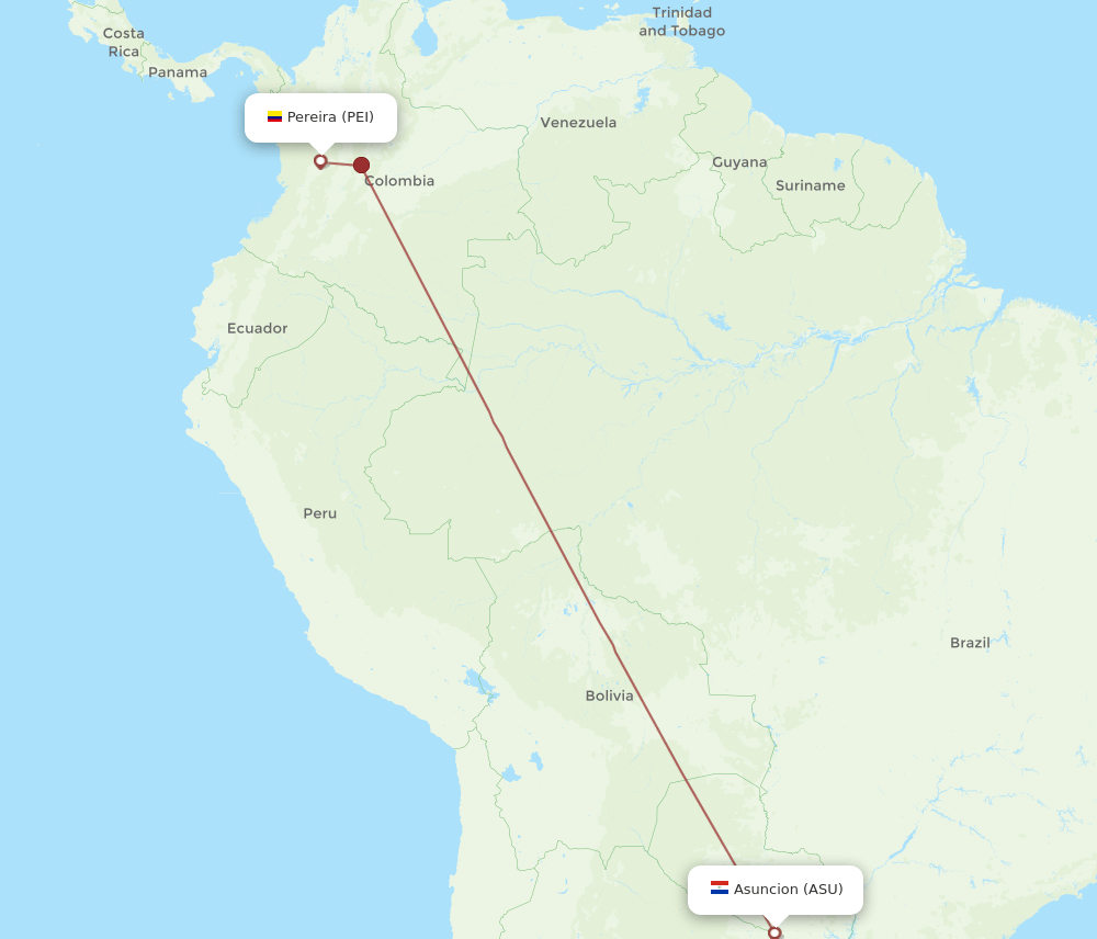 PEI to ASU flights and routes map