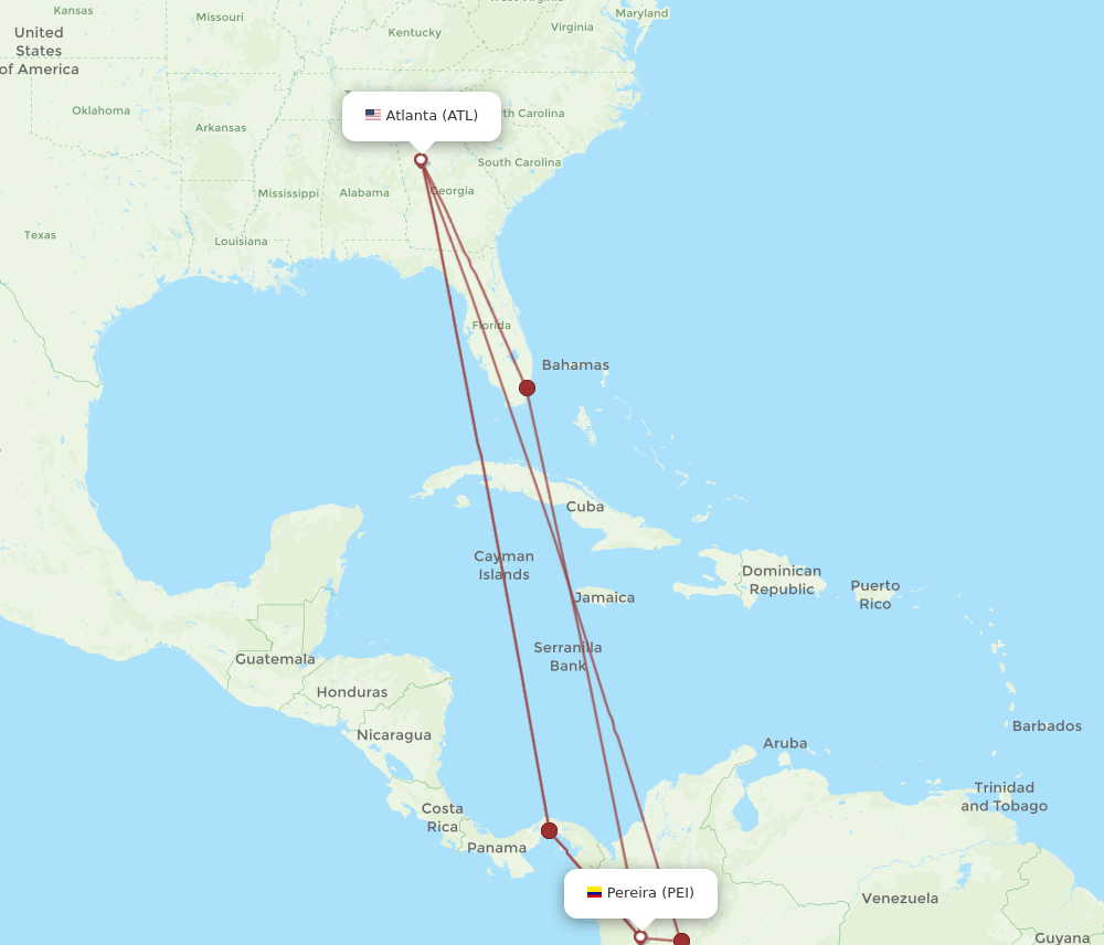 PEI-ATL flight routes