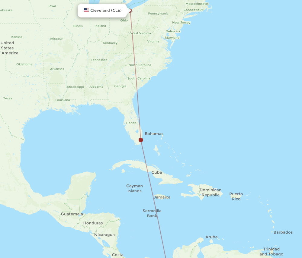 PEI to CLE flights and routes map