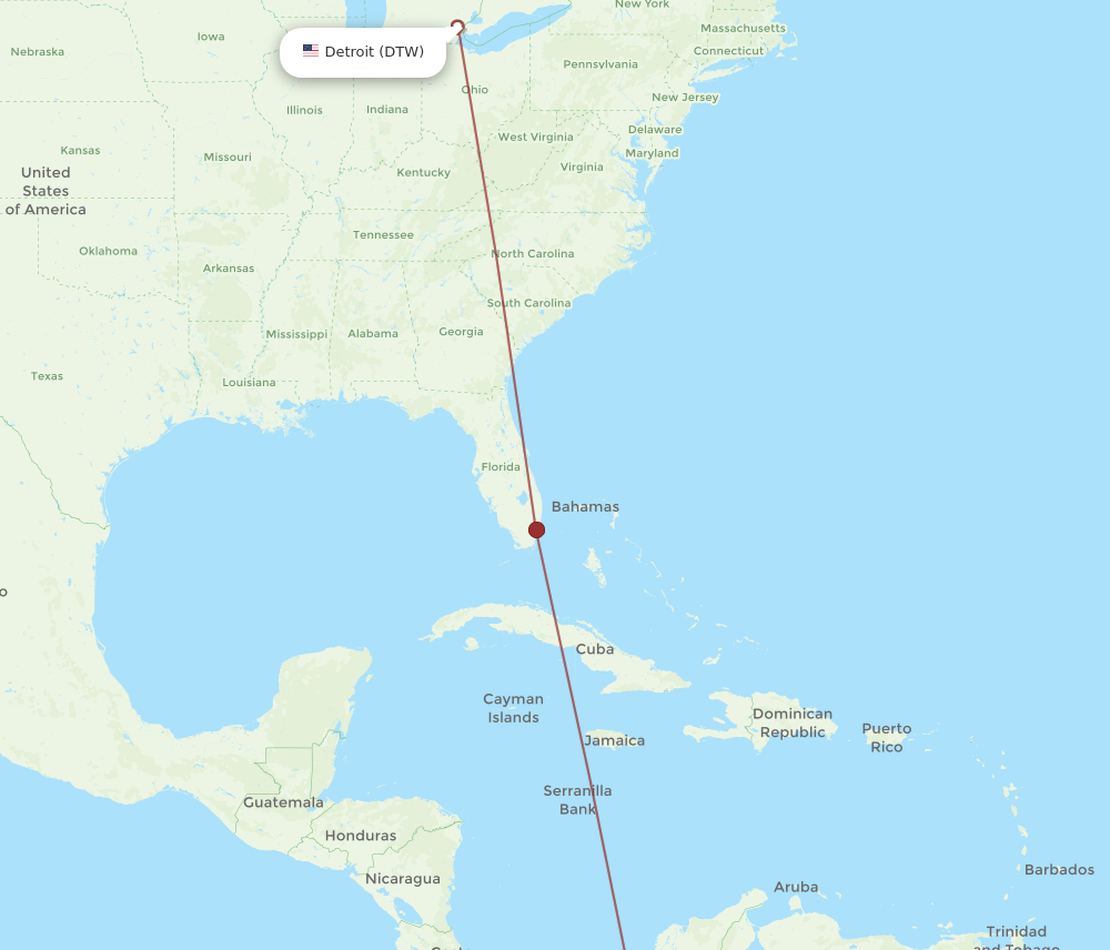 PEI-DTW flight routes