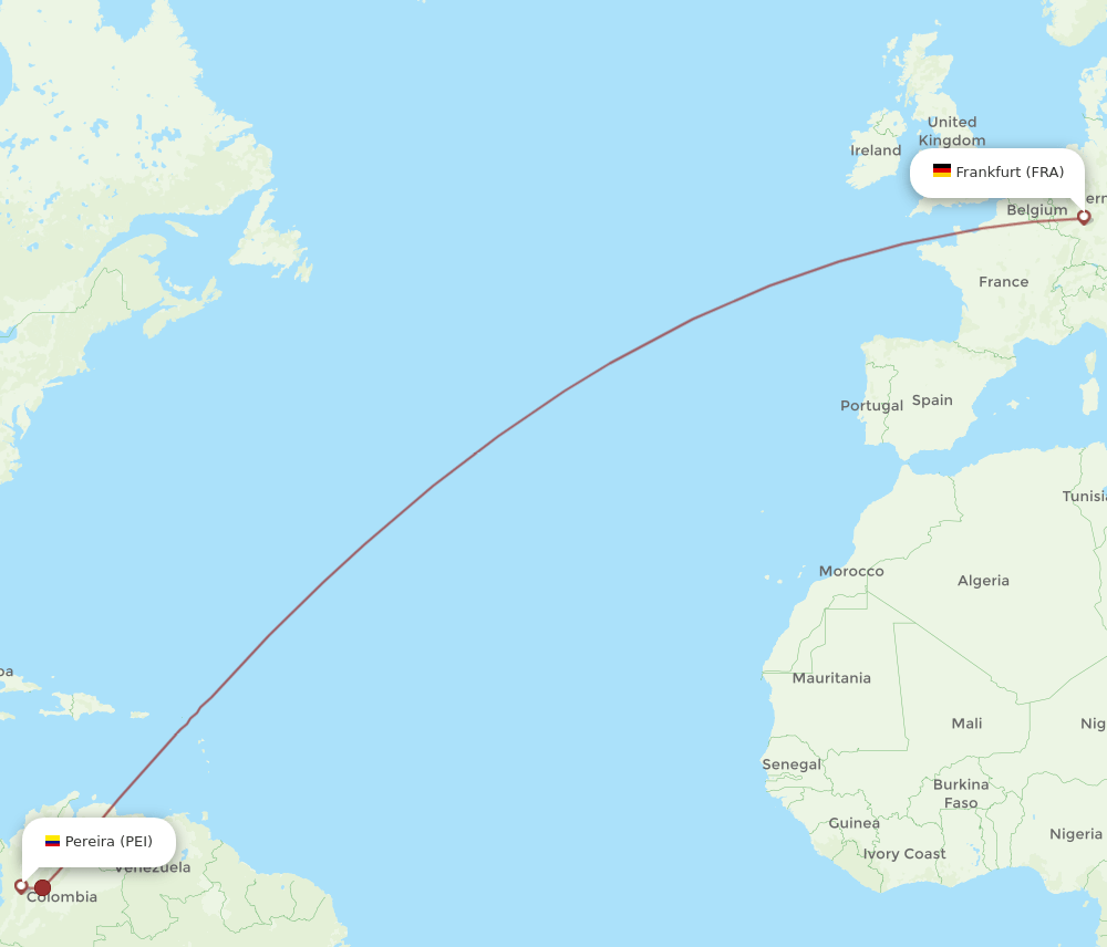 PEI-FRA flight routes