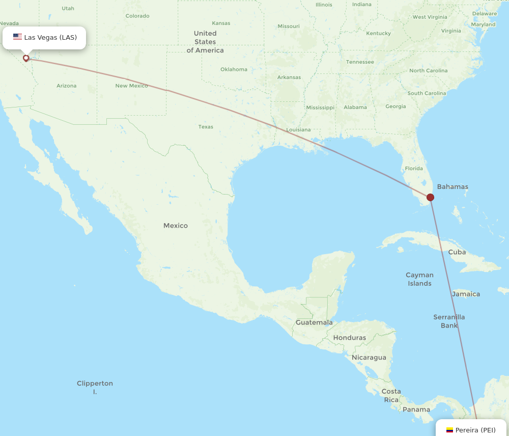 PEI to LAS flights and routes map