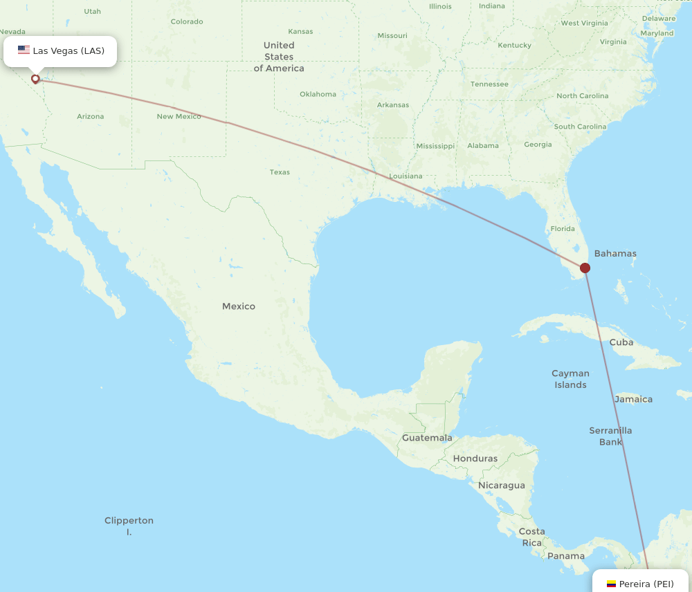 PEI to LAS flights and routes map