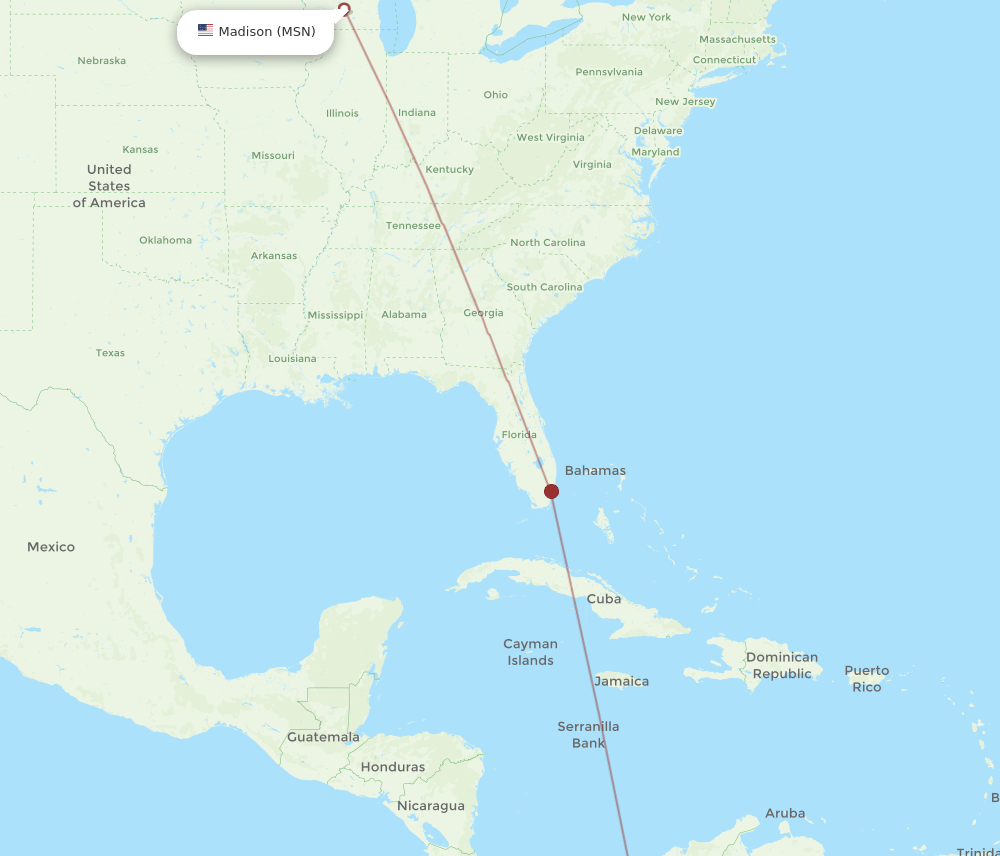 Madison - Pereira route map and flight paths