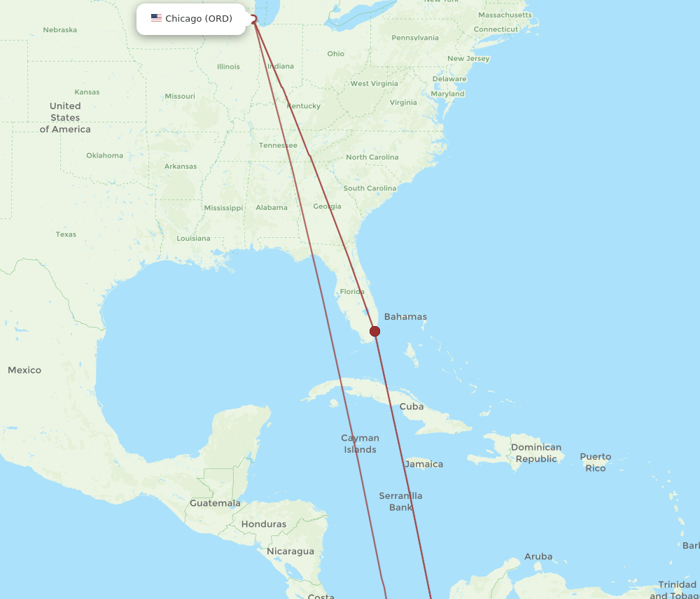 PEI-ORD flight routes