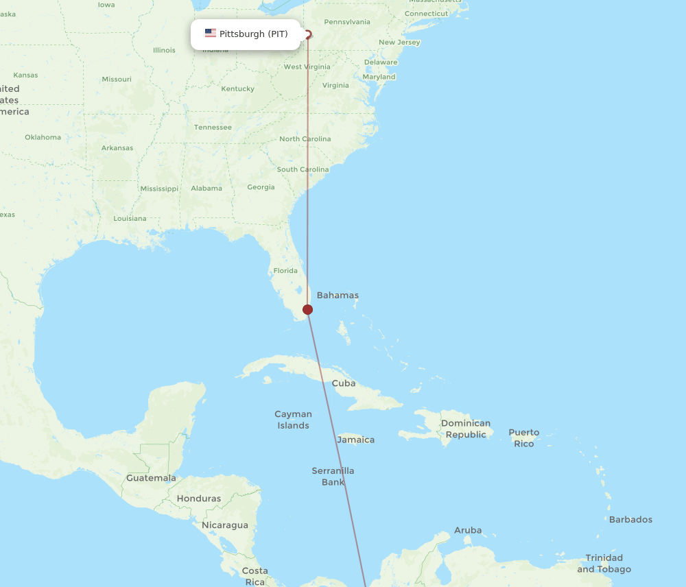 Pereira - Pittsburgh route map and flight paths