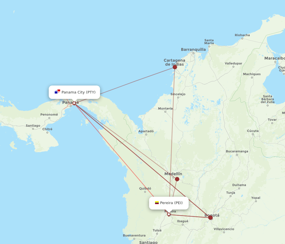 PEI-PTY flight routes