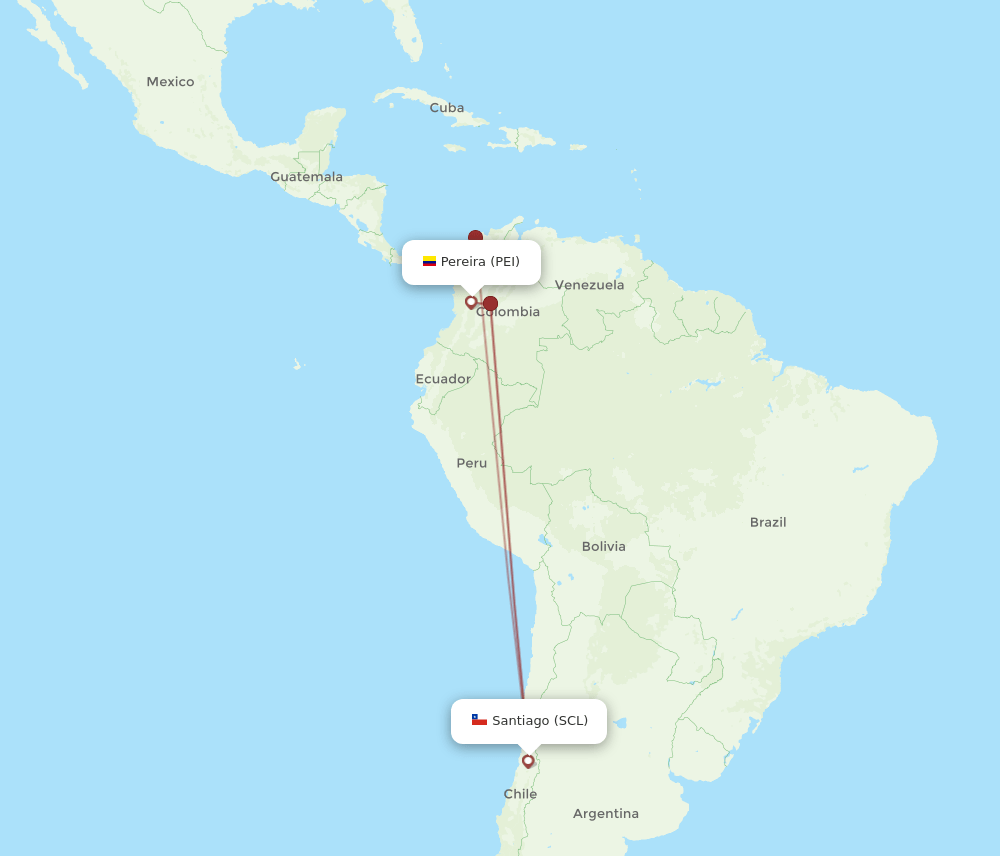 PEI-SCL flight routes