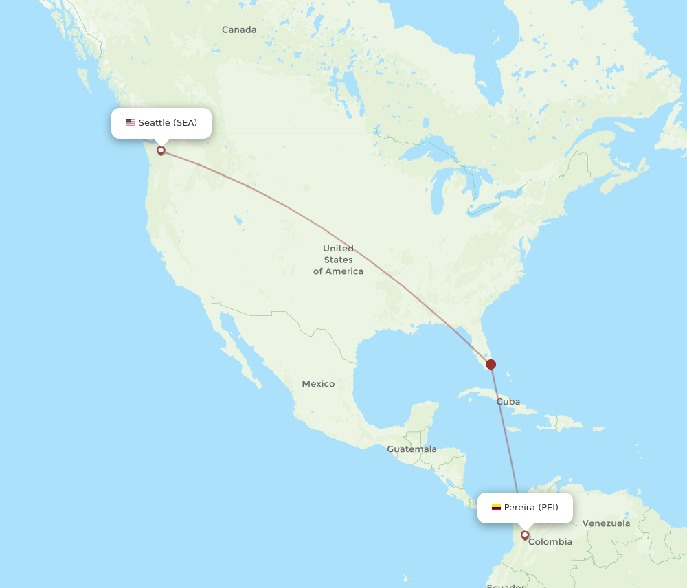 PEI-SEA flight routes