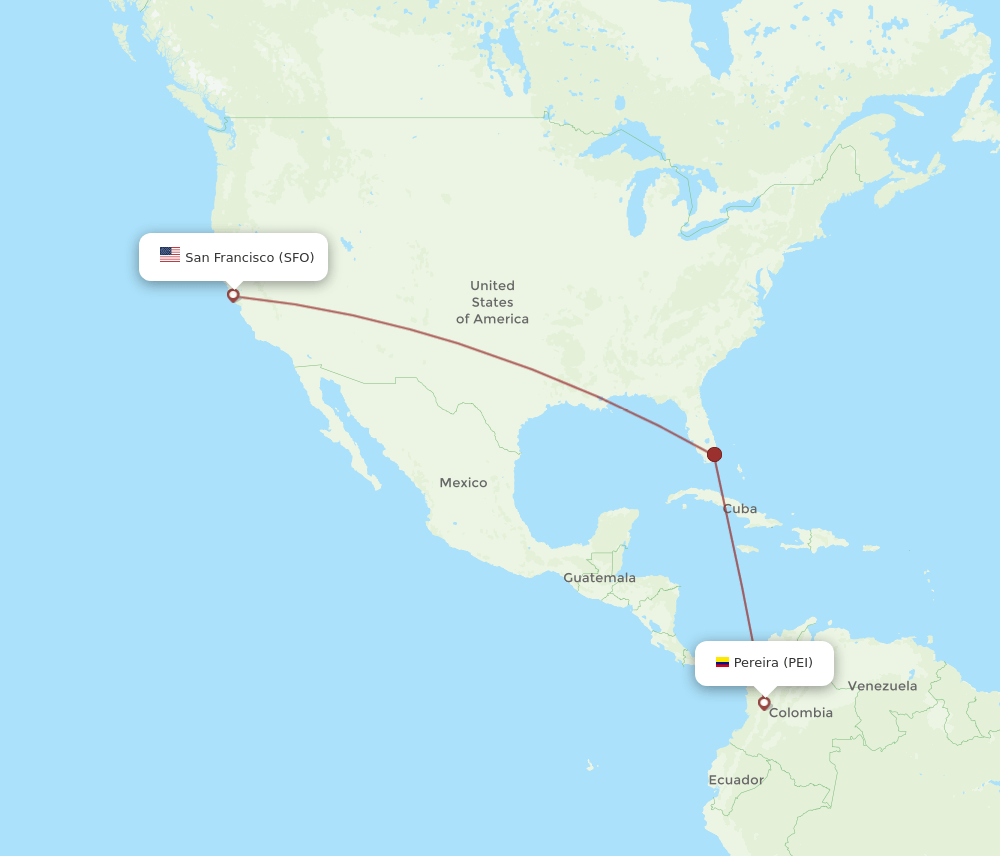 PEI-SFO flight routes
