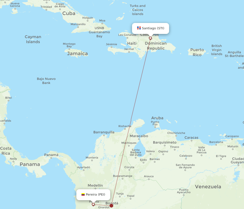 STI to PEI flights and routes map