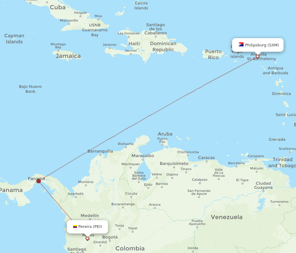 PEI-SXM flight routes