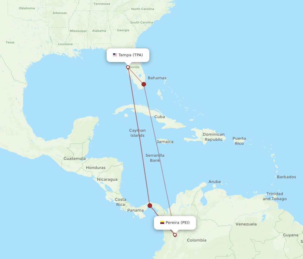 PEI-TPA flight routes